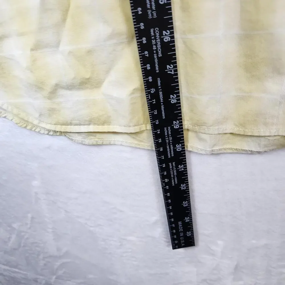 Banana Republic Medium Button Down Shirt Yellow Plaid Organic Cotton Long Sleeve